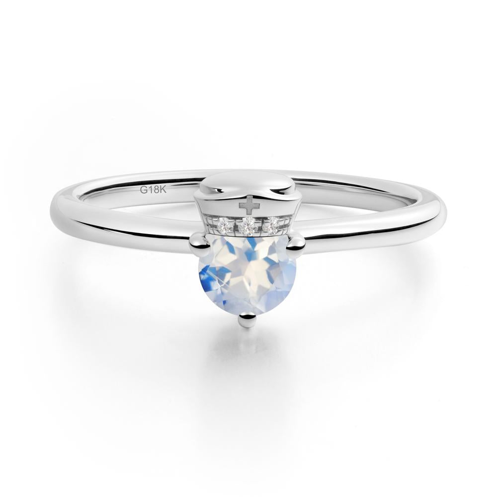 Nurse Cap Inspired Moonstone Ring - LUO Jewelry #metal_18k white gold