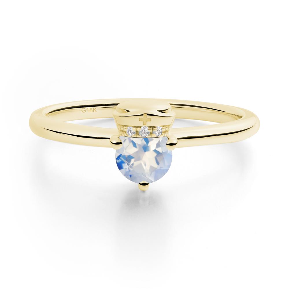 Nurse Cap Inspired Moonstone Ring - LUO Jewelry #metal_18k yellow gold