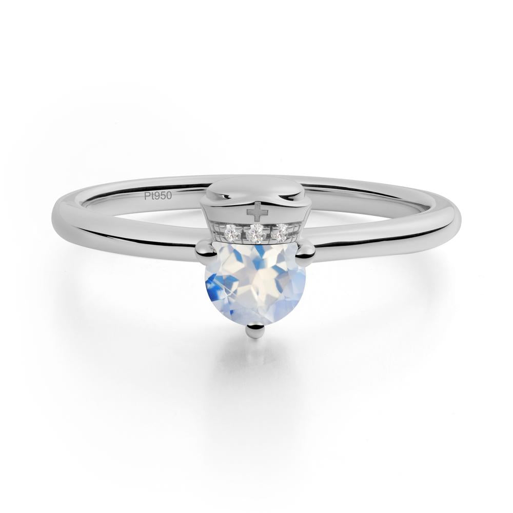 Nurse Cap Inspired Moonstone Ring - LUO Jewelry #metal_platinum