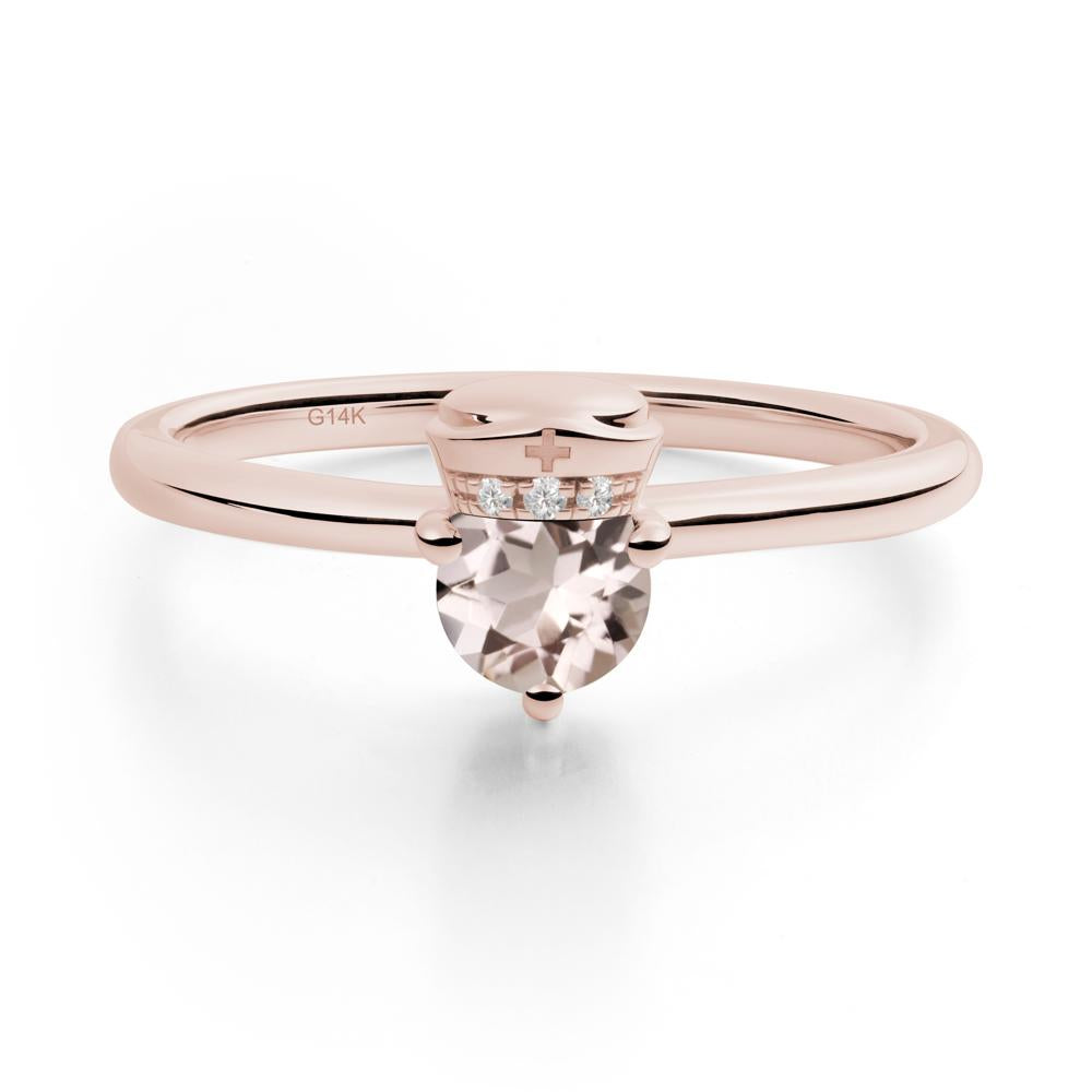 Cap Inspired Round Morganite Ring - LUO Jewelry #metal_14k rose gold
