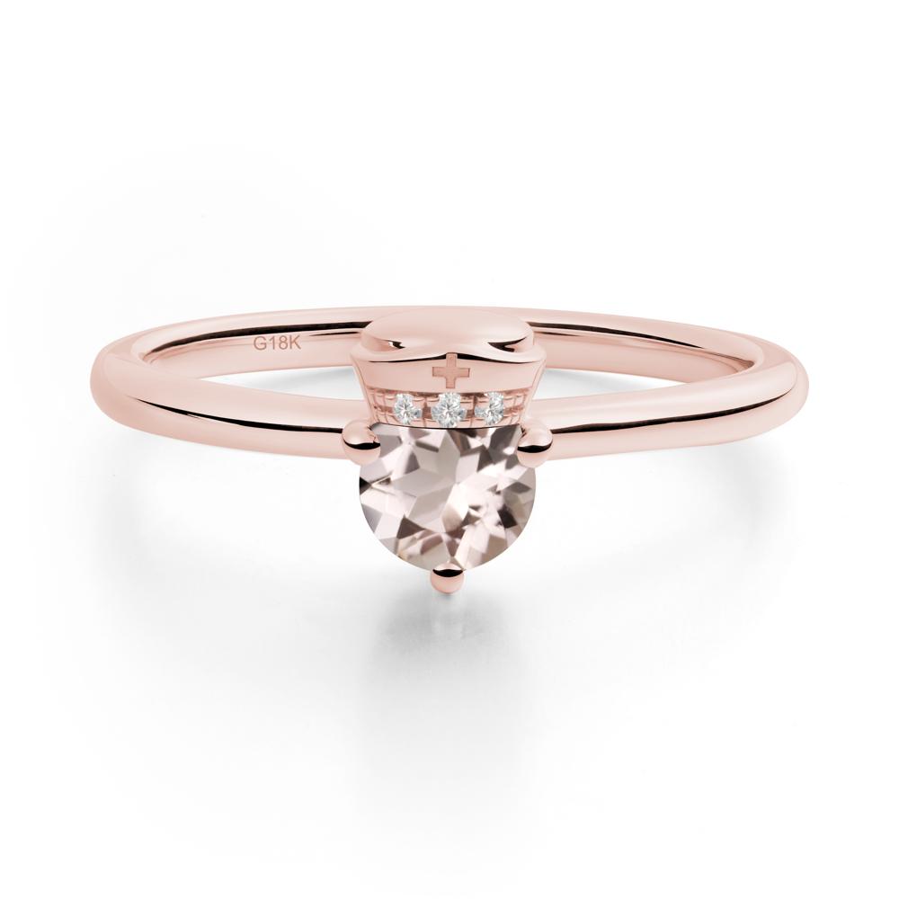 Cap Inspired Round Morganite Ring - LUO Jewelry #metal_18k rose gold