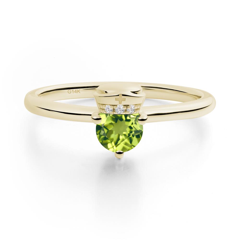 Nurse Cap Inspired Peridot Ring - LUO Jewelry #metal_14k yellow gold