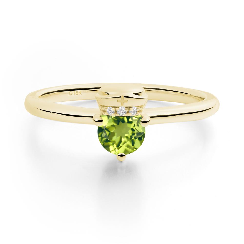 Nurse Cap Inspired Peridot Ring - LUO Jewelry #metal_18k yellow gold