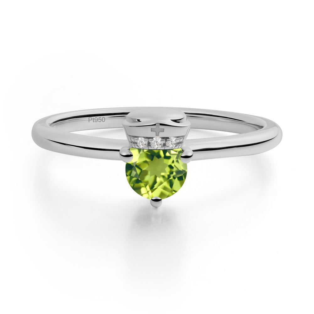 Nurse Cap Inspired Peridot Ring - LUO Jewelry #metal_platinum