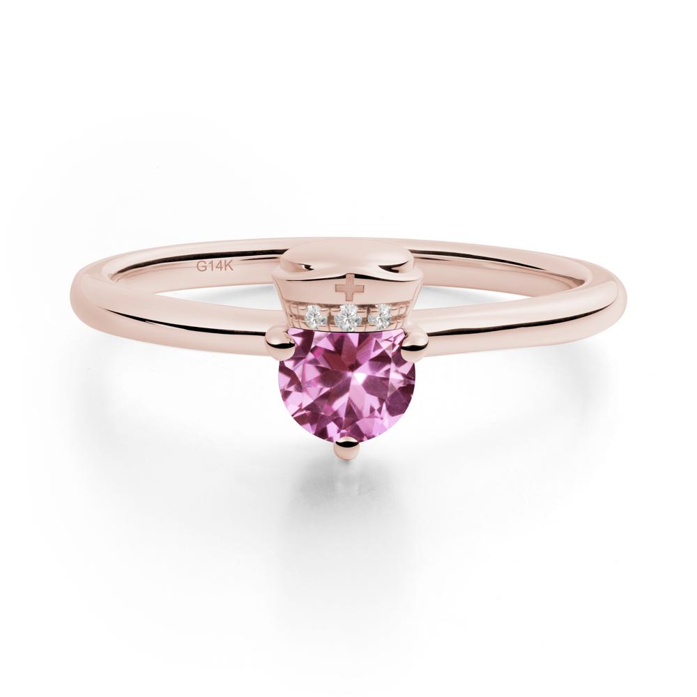 Nurse Cap Inspired Pink Sapphire Ring - LUO Jewelry #metal_14k rose gold