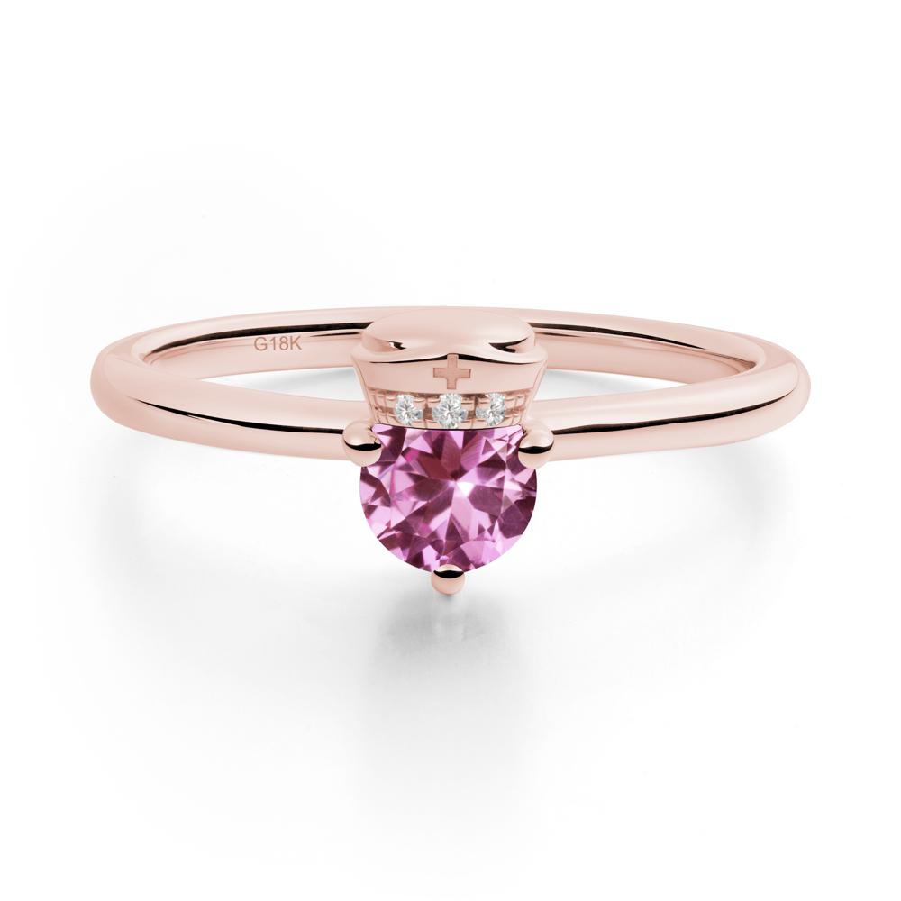 Nurse Cap Inspired Pink Sapphire Ring - LUO Jewelry #metal_18k rose gold