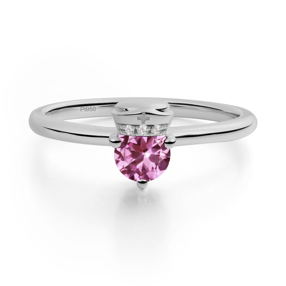 Nurse Cap Inspired Pink Sapphire Ring - LUO Jewelry #metal_platinum