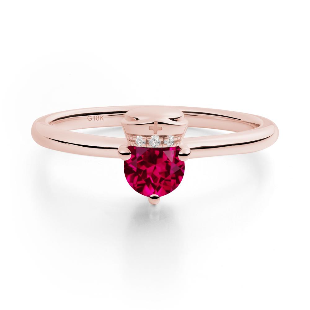 Cap Inspired Round Ruby Ring - LUO Jewelry #metal_18k rose gold