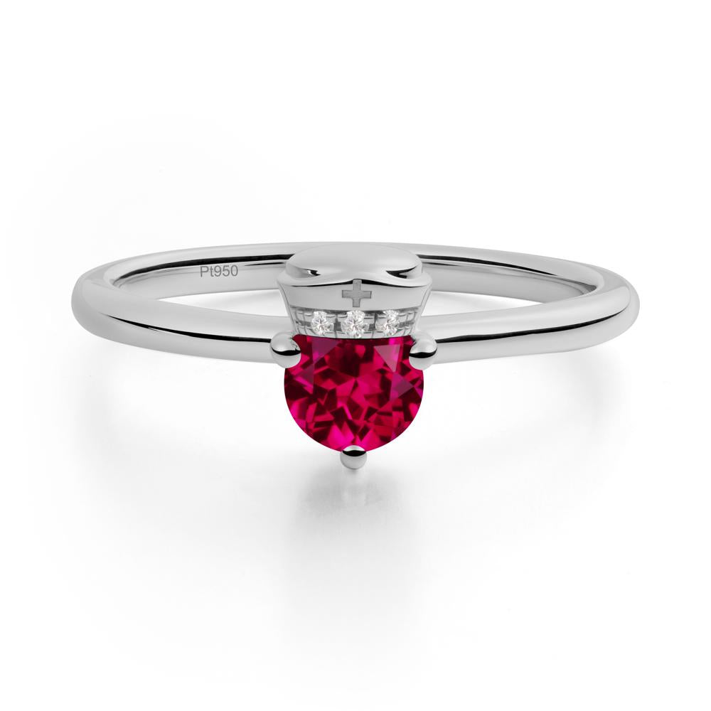 Cap Inspired Round Ruby Ring - LUO Jewelry #metal_platinum