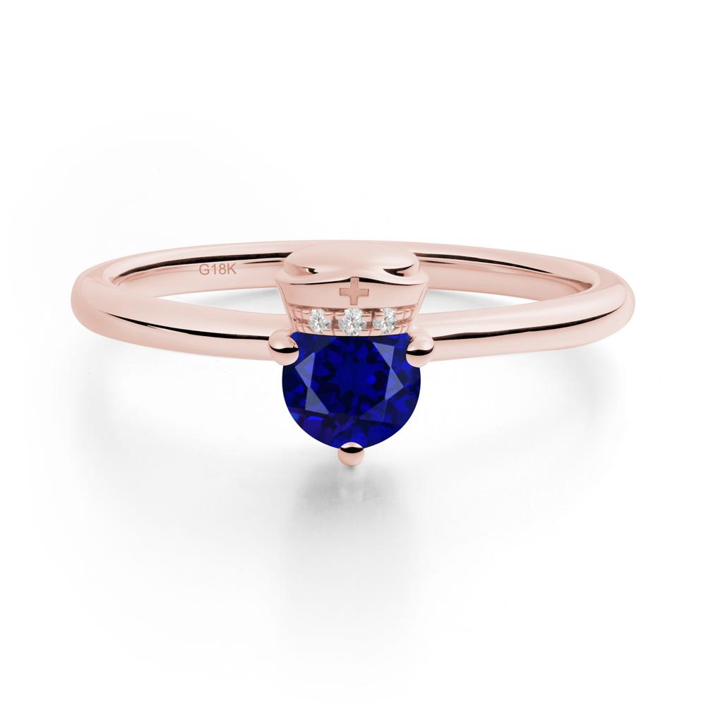 Nurse Cap Inspired Sapphire Ring - LUO Jewelry #metal_18k rose gold