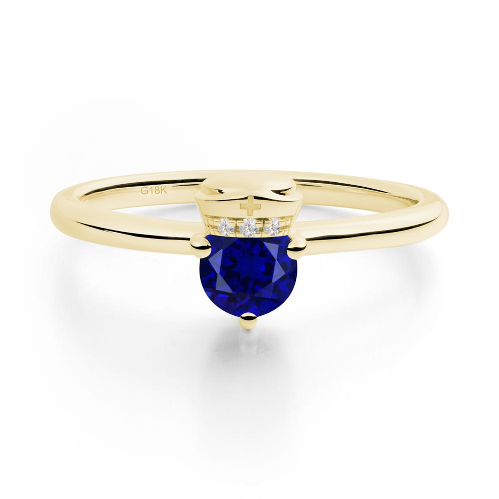 Nurse Cap Inspired Sapphire Ring - LUO Jewelry #metal_18k yellow gold