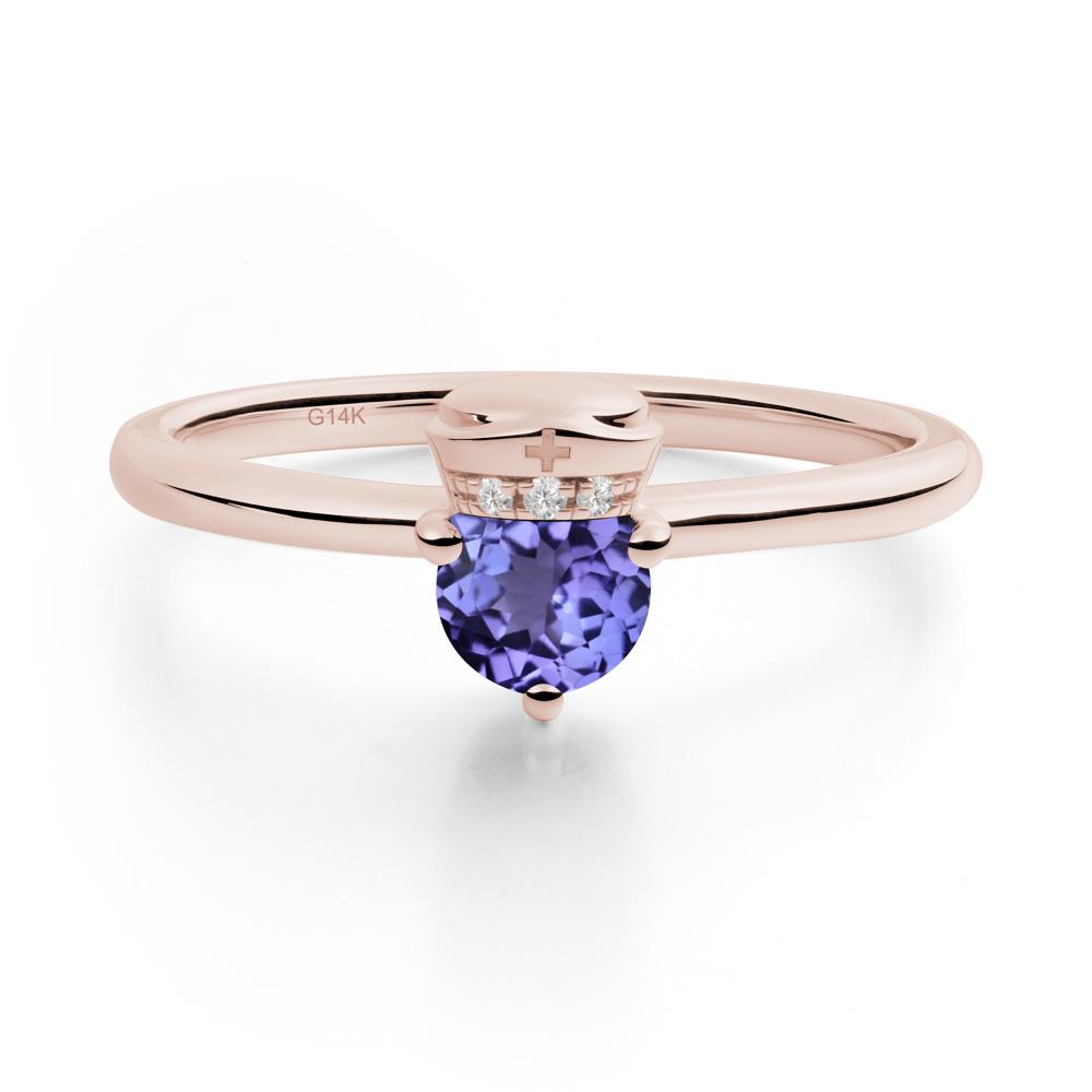 Nurse Cap Inspired Tanzanite Ring - LUO Jewelry #metal_14k rose gold