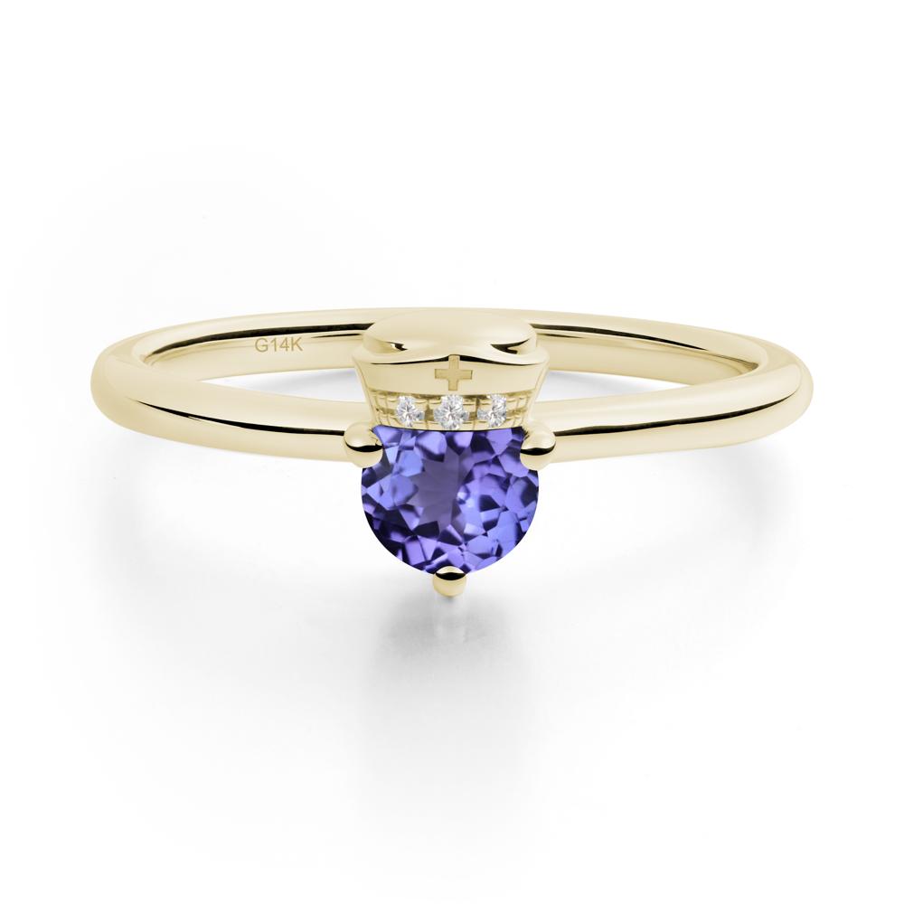 Nurse Cap Inspired Tanzanite Ring - LUO Jewelry #metal_14k yellow gold