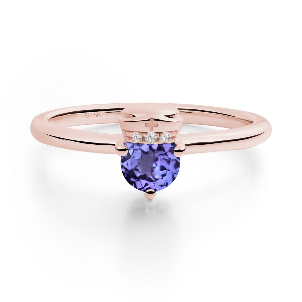 Nurse Cap Inspired Tanzanite Ring - LUO Jewelry #metal_18k rose gold