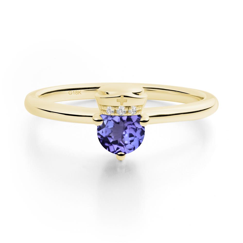 Nurse Cap Inspired Tanzanite Ring - LUO Jewelry #metal_18k yellow gold