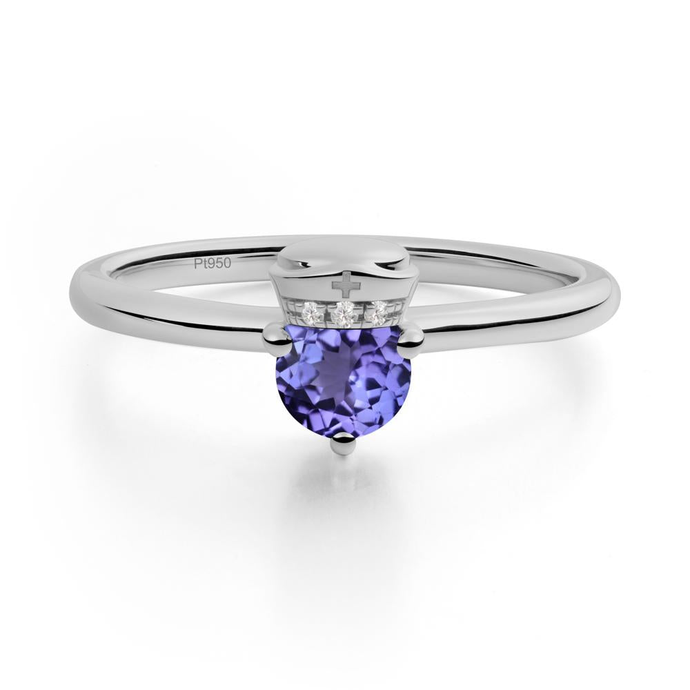 Nurse Cap Inspired Tanzanite Ring - LUO Jewelry #metal_platinum