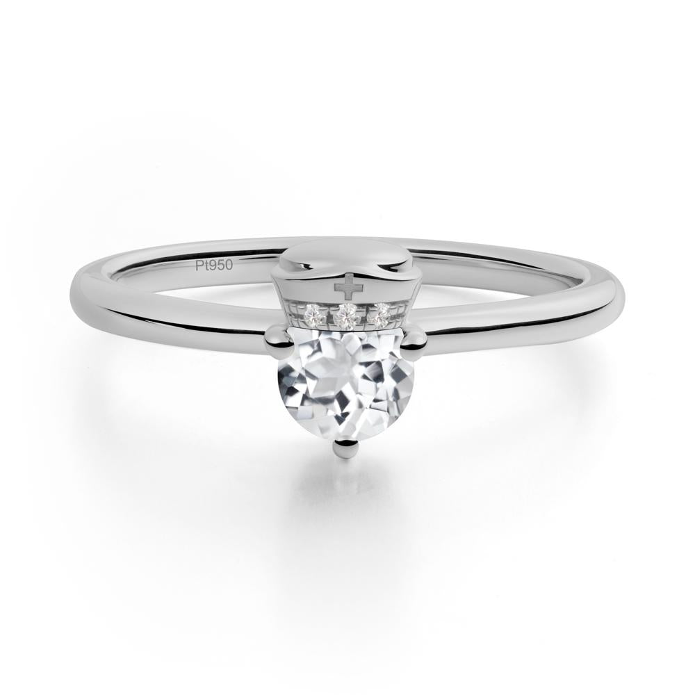 Cap Inspired Round White Topaz Ring - LUO Jewelry #metal_platinum