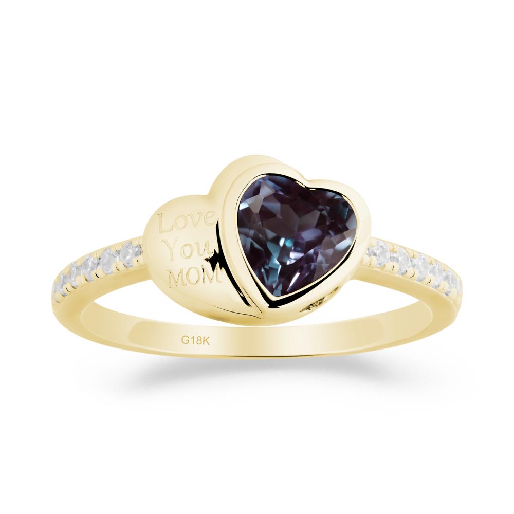 Bezel Set Heart Shaped Alexandrite Ring - LUO Jewelry #metal_18k yellow gold