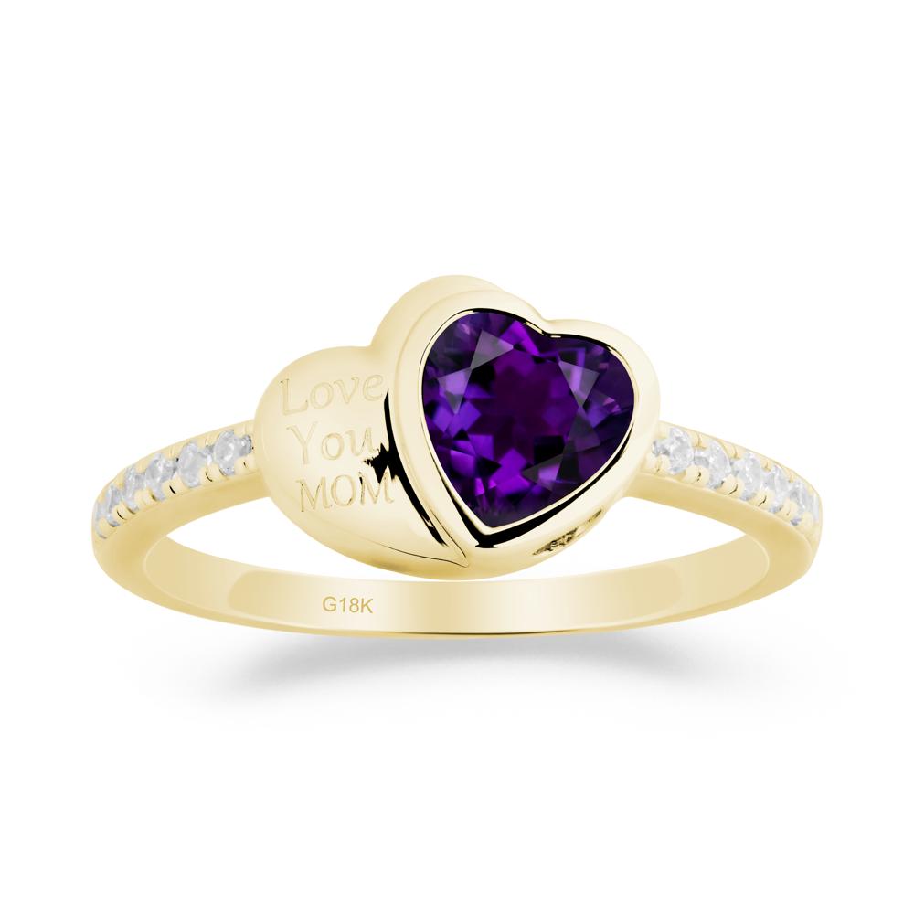 Heart Shaped Amethyst Ring for Mother's Day - LUO Jewelry #metal_18k yellow gold