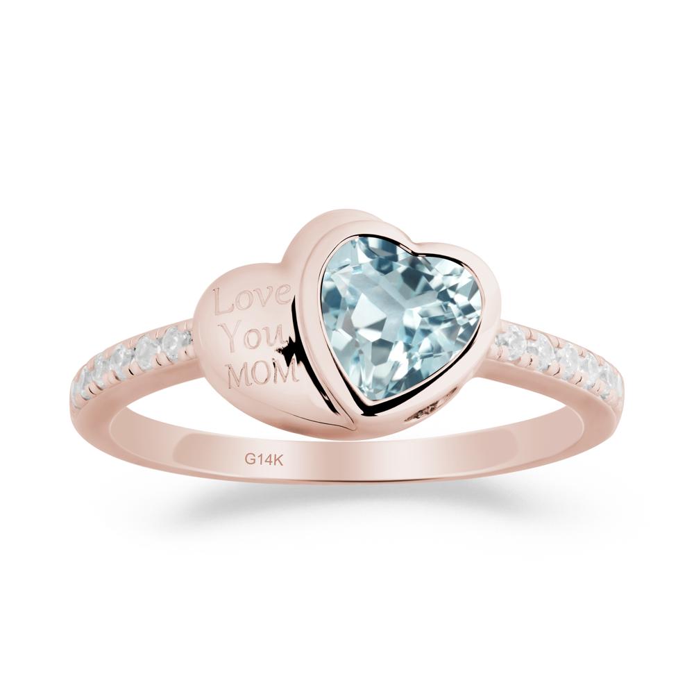 Aquamarine Double Heart Ring - LUO Jewelry #metal_14k rose gold