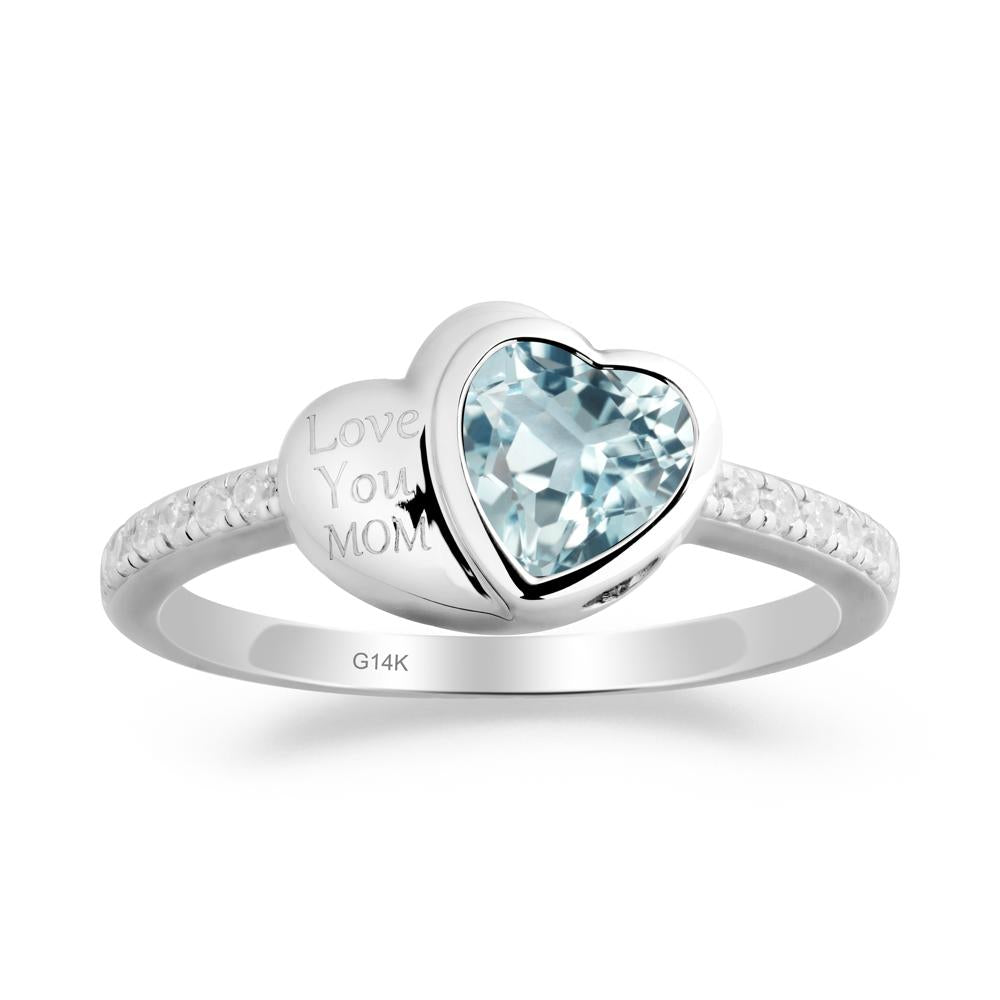Aquamarine Double Heart Ring - LUO Jewelry #metal_14k white gold