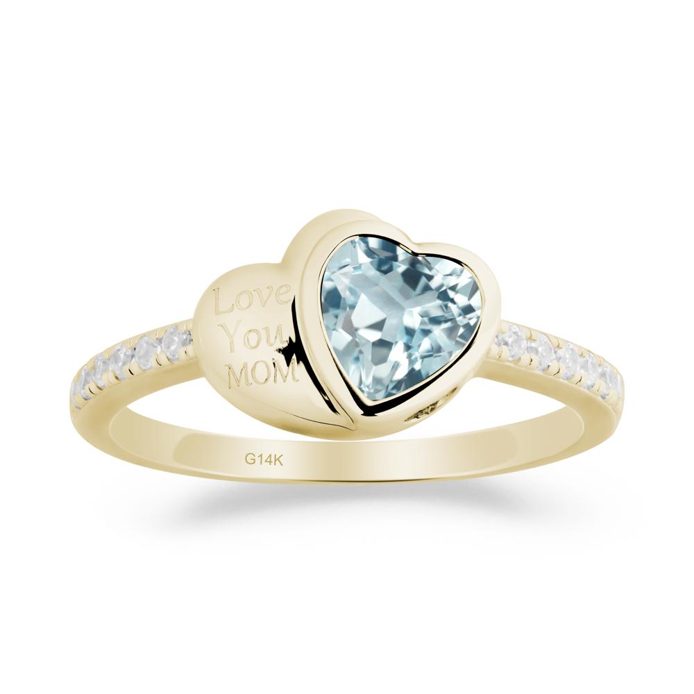 Aquamarine Double Heart Ring - LUO Jewelry #metal_14k yellow gold