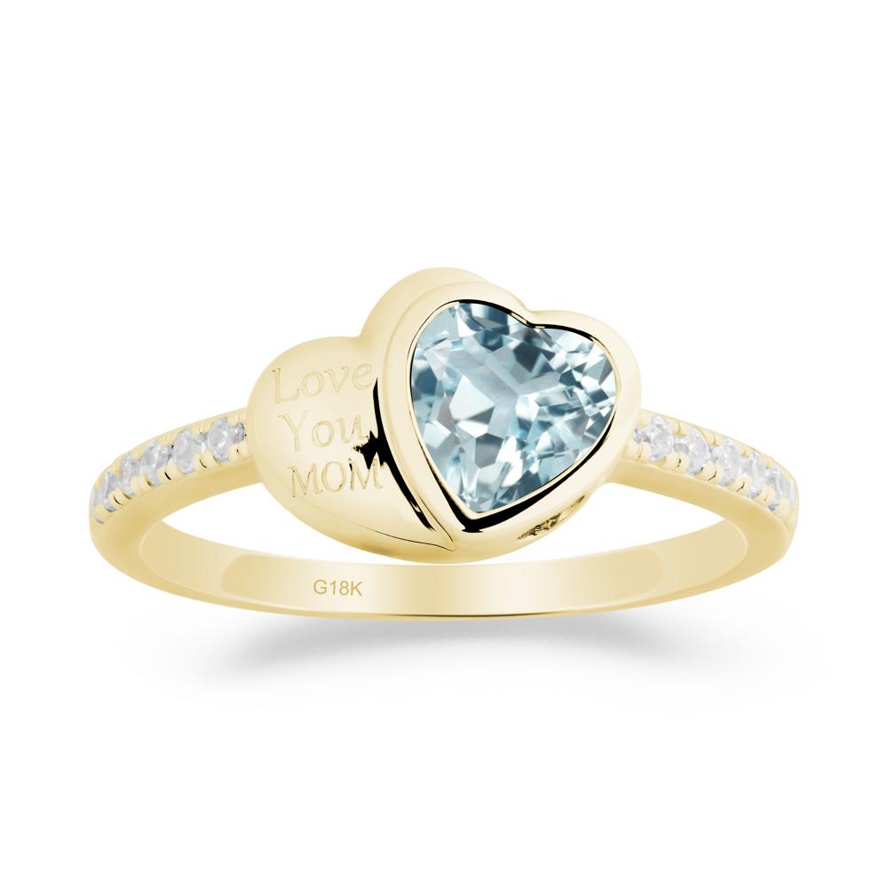 Aquamarine Double Heart Ring - LUO Jewelry #metal_18k yellow gold