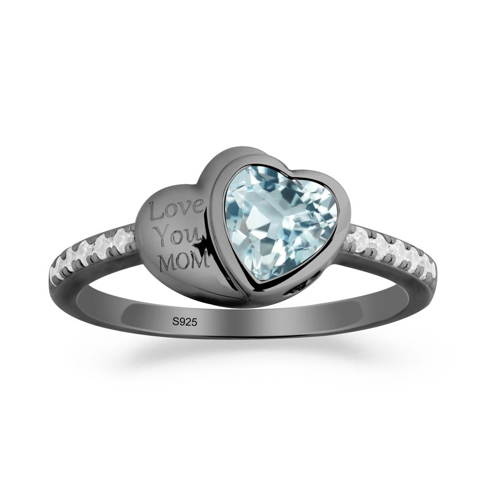 Aquamarine Double Heart Ring - LUO Jewelry #metal_black finish sterling silver