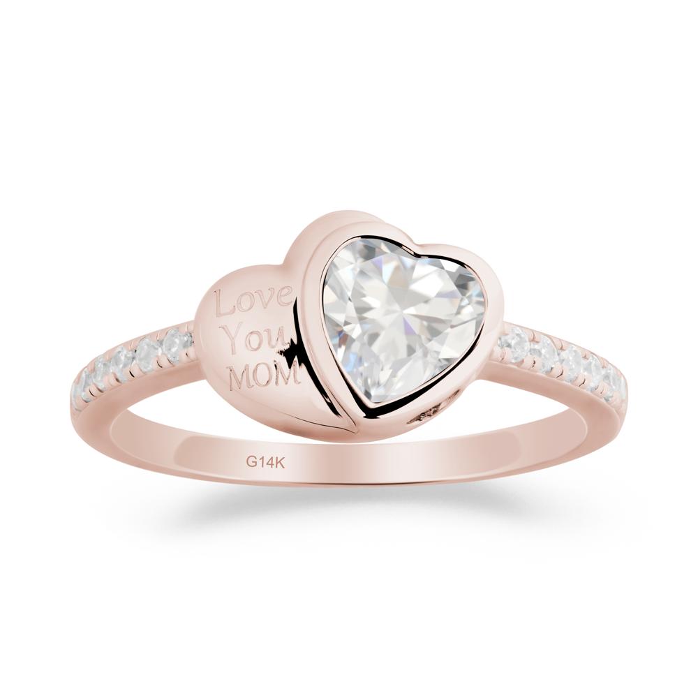 Bezel Set Heart Shaped Cubic Zirconia Ring - LUO Jewelry #metal_14k rose gold