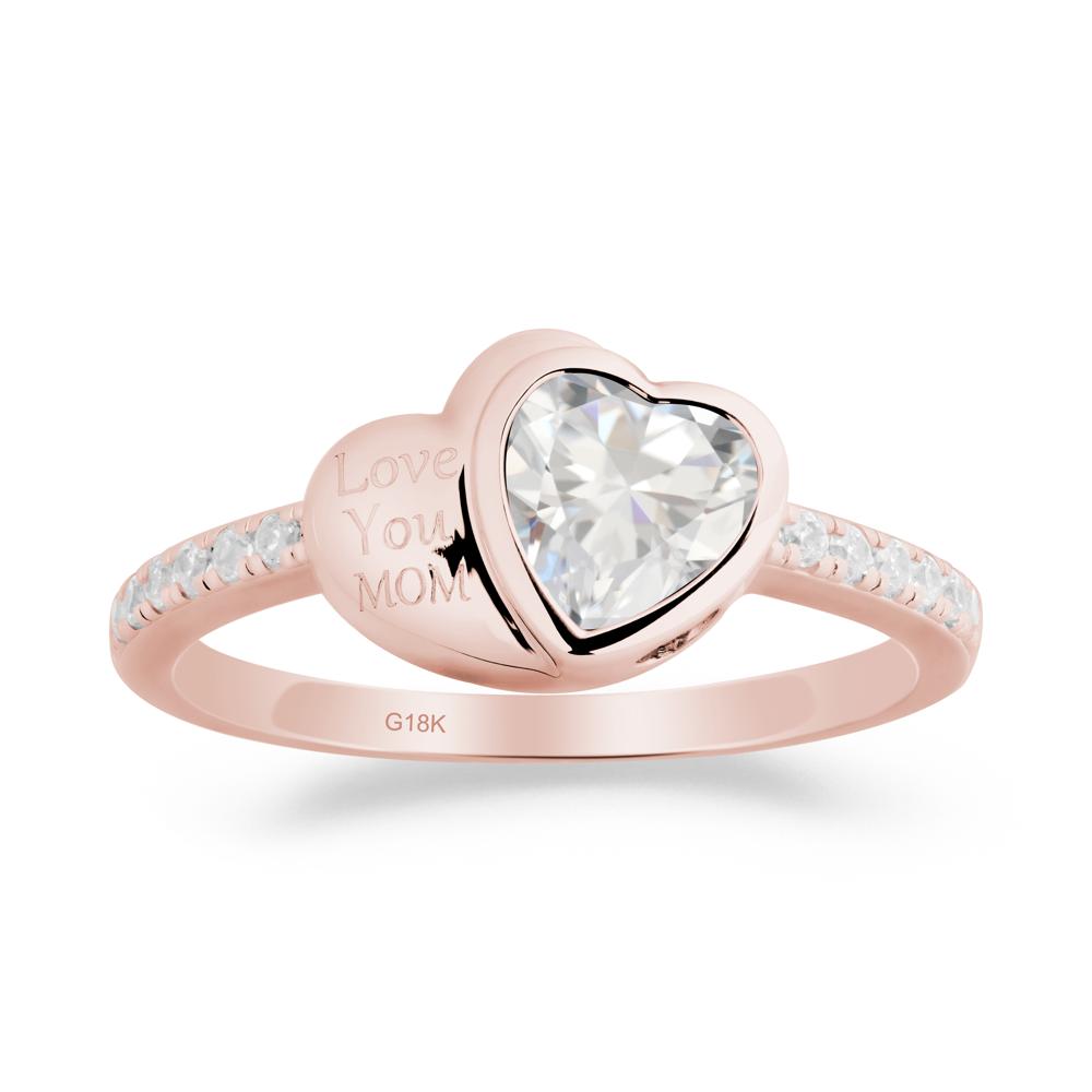 Bezel Set Heart Shaped Cubic Zirconia Ring - LUO Jewelry #metal_18k rose gold