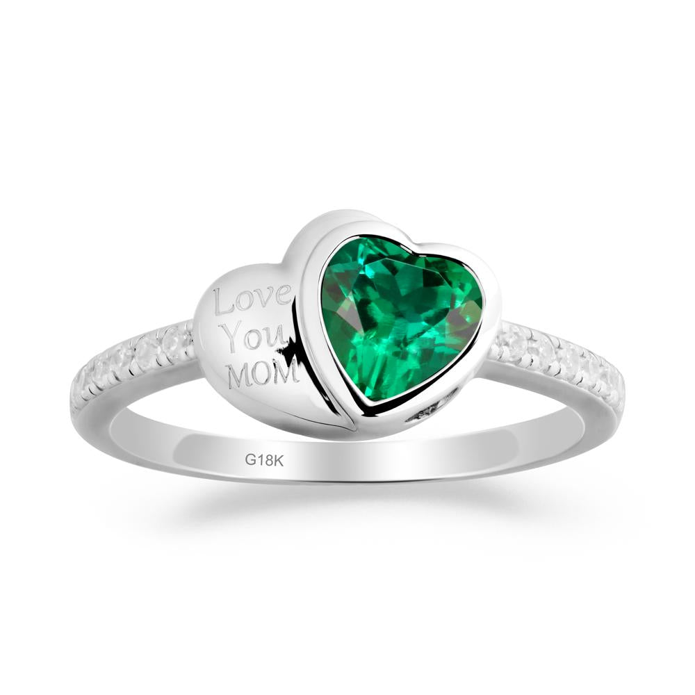 Emerald Double Heart Ring - LUO Jewelry #metal_18k white gold