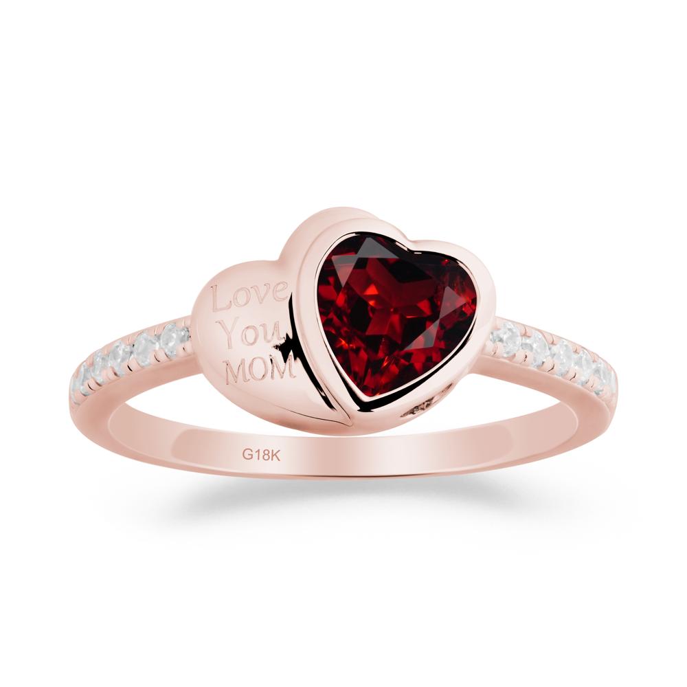 Heart Shaped Garnet Ring for Mother's Day - LUO Jewelry #metal_18k rose gold