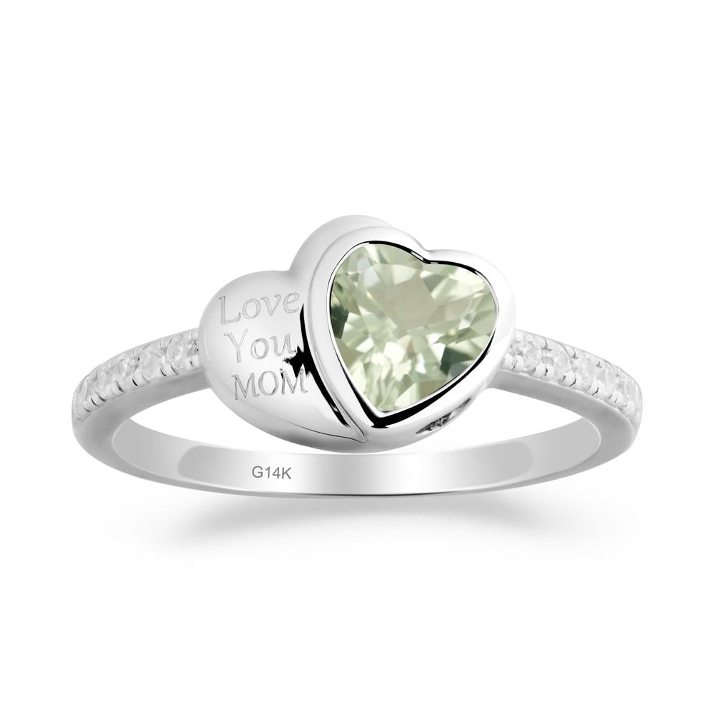 Green Amethyst Double Heart Ring - LUO Jewelry #metal_14k white gold