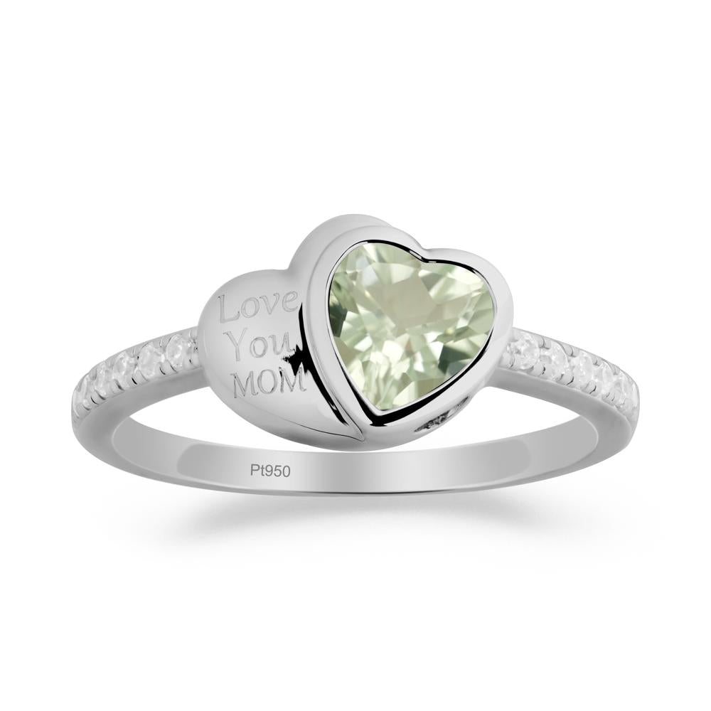 Green Amethyst Double Heart Ring - LUO Jewelry #metal_platinum