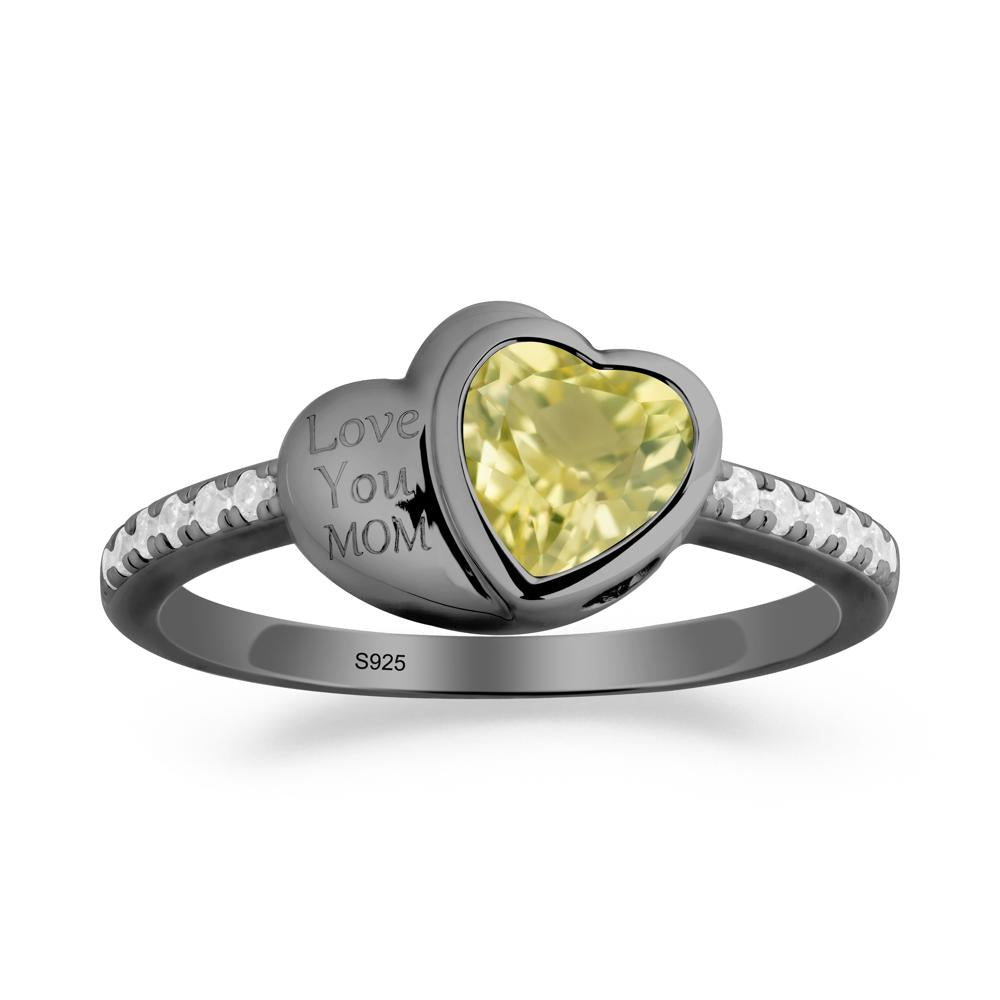 Lemon Quartz Double Heart Ring - LUO Jewelry #metal_black finish sterling silver