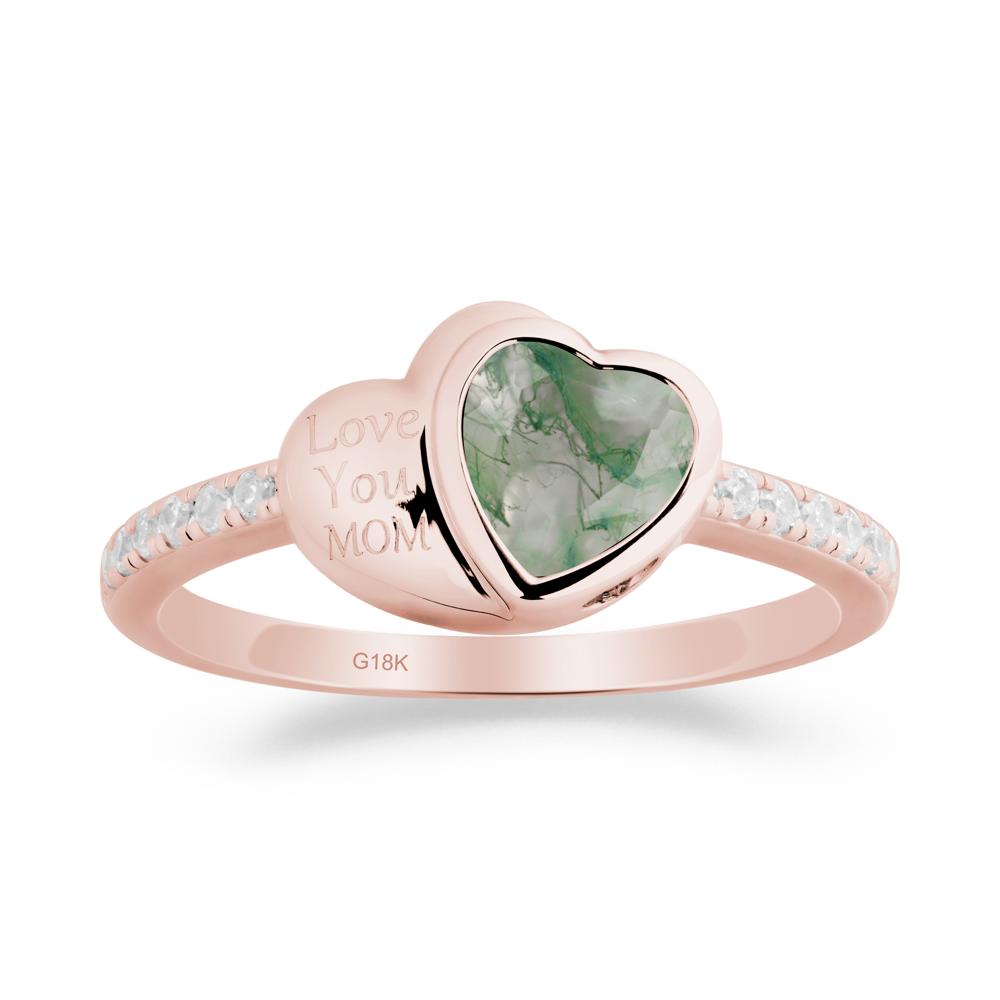 Moss Agate Double Heart Ring - LUO Jewelry #metal_18k rose gold