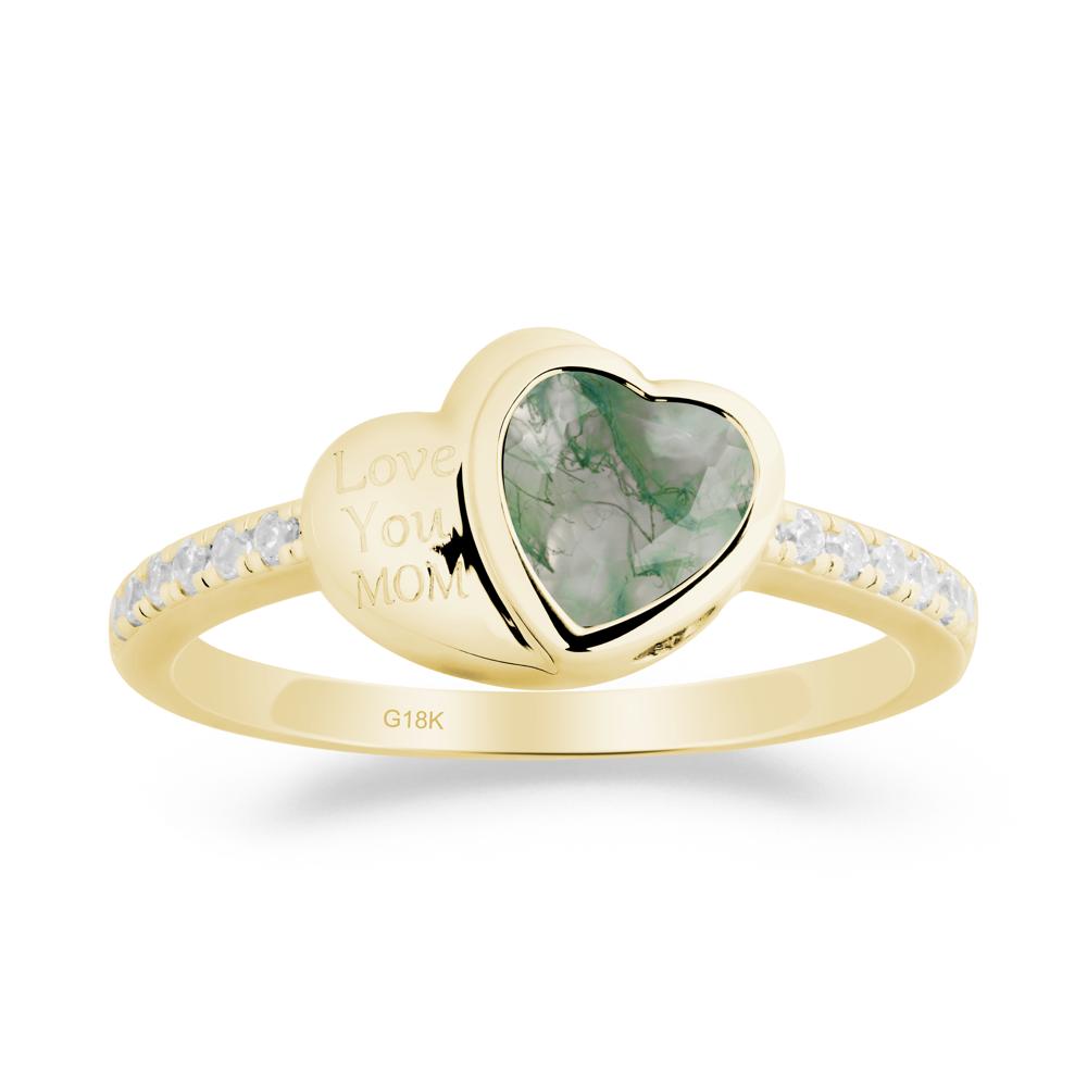 Moss Agate Double Heart Ring - LUO Jewelry #metal_18k yellow gold