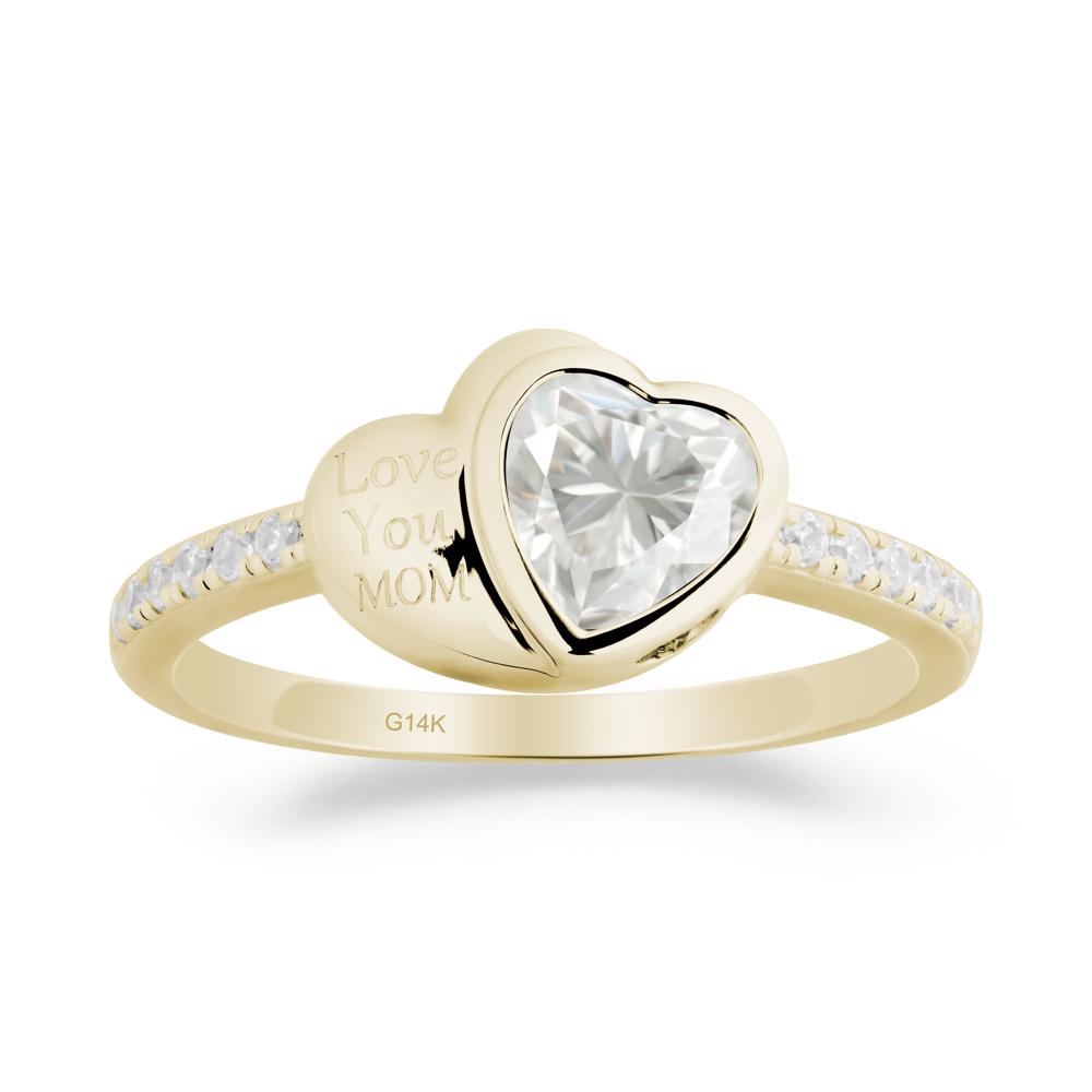 Heart Shaped Moissanite Ring for Mother's Day - LUO Jewelry #metal_14k yellow gold