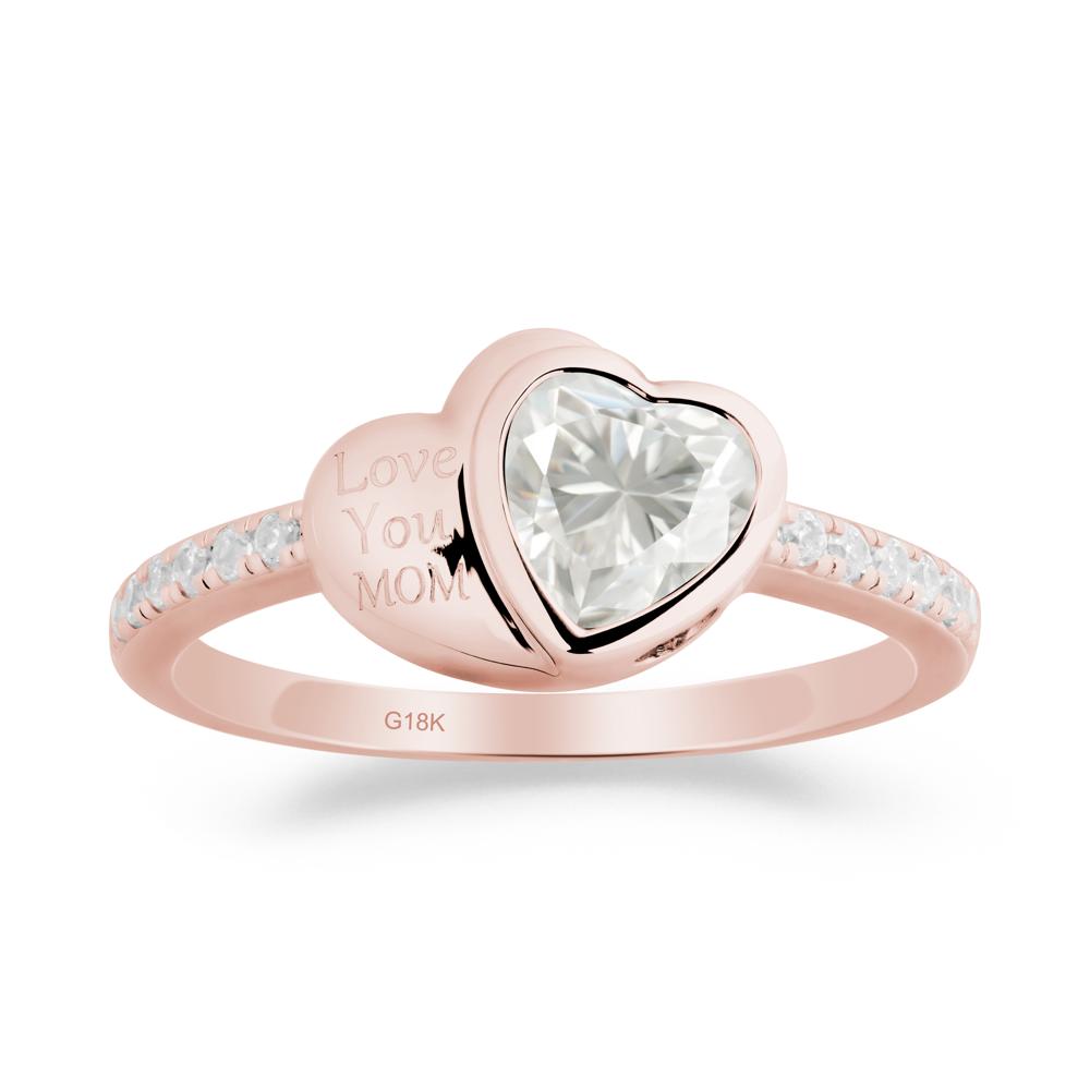 Heart Shaped Moissanite Ring for Mother's Day - LUO Jewelry #metal_18k rose gold