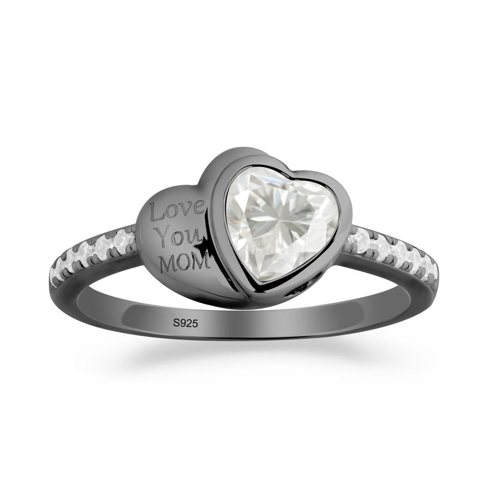 Heart Shaped Moissanite Ring for Mother's Day - LUO Jewelry #metal_black finish sterling silver