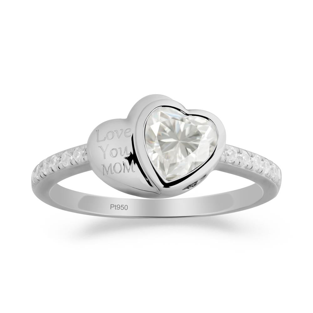 Heart Shaped Moissanite Ring for Mother's Day - LUO Jewelry #metal_platinum