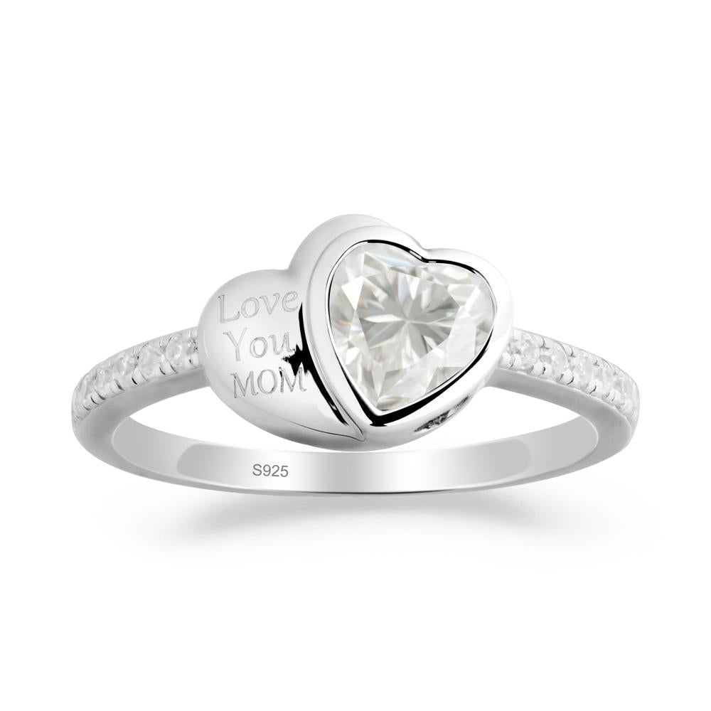 Heart Shaped Moissanite Ring for Mother's Day - LUO Jewelry #metal_sterling silver