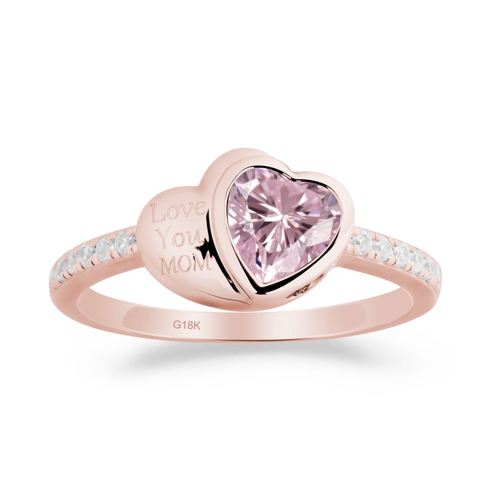 Bezel Set Heart Shaped Pink Cubic Zirconia Ring - LUO Jewelry #metal_18k rose gold