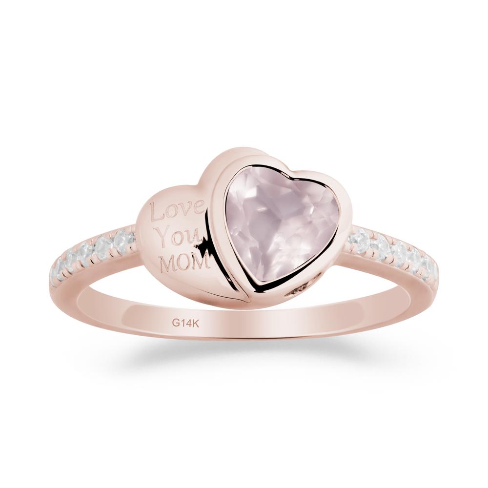 Heart Shaped Rose Quartz Ring for Mother's Day - LUO Jewelry #metal_14k rose gold