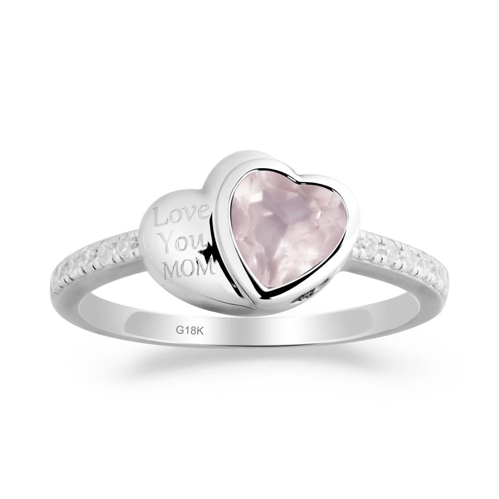 Heart Shaped Rose Quartz Ring for Mother's Day - LUO Jewelry #metal_18k white gold
