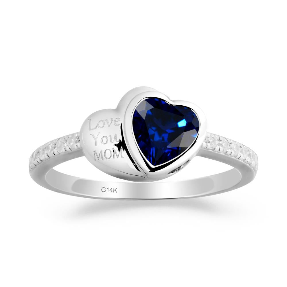 Sapphire Double Heart Ring - LUO Jewelry #metal_14k white gold