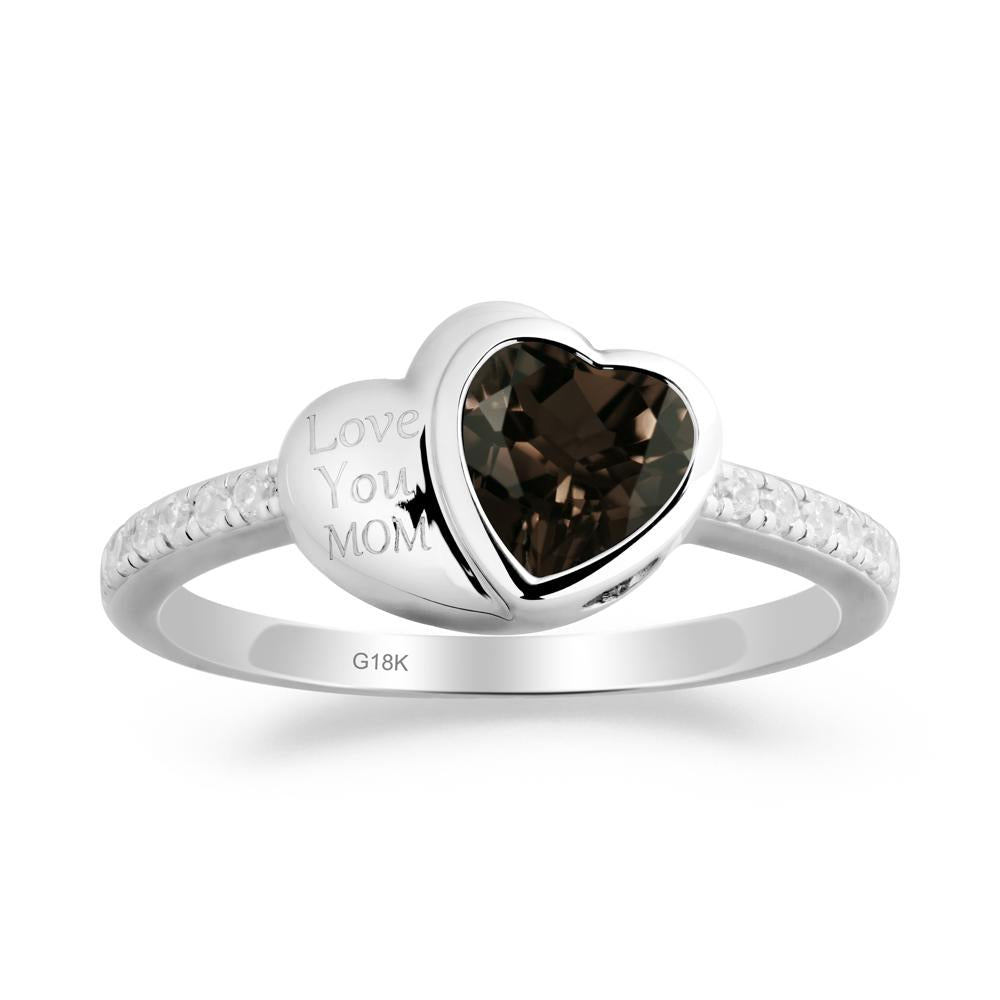 Heart Shaped Smoky Quartz Ring for Mother's Day - LUO Jewelry #metal_18k white gold