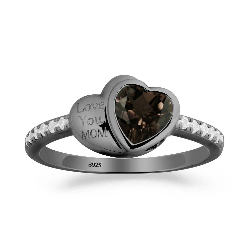 Heart Shaped Smoky Quartz Ring for Mother's Day - LUO Jewelry #metal_black finish sterling silver