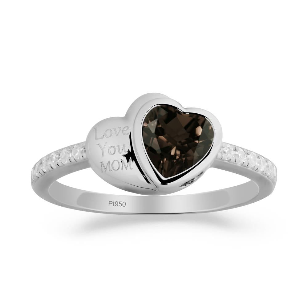 Heart Shaped Smoky Quartz Ring for Mother's Day - LUO Jewelry #metal_platinum
