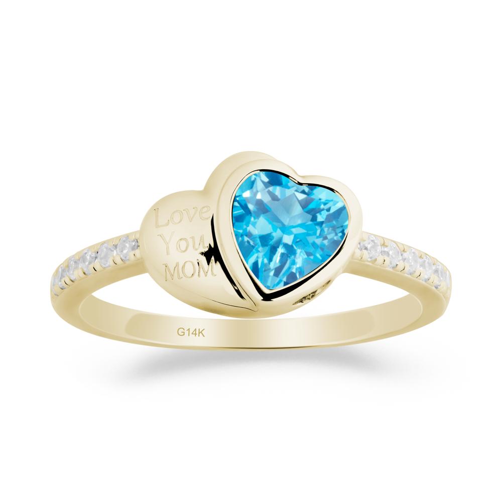 Swiss Blue Topaz Double Heart Ring - LUO Jewelry #metal_14k yellow gold